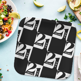 21. Geburtstag Schwarz-weißes Muster Geburtstagspa Pappteller