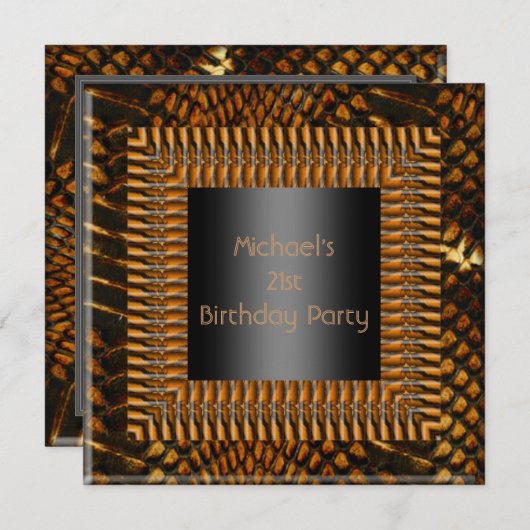 21. Geburtstag schwarzer Bambusrahmen Einladung (Vorne/Hinten)