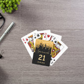 21. Geburtstag schwarzer Glitzer goldene Funkelgla Spielkarten