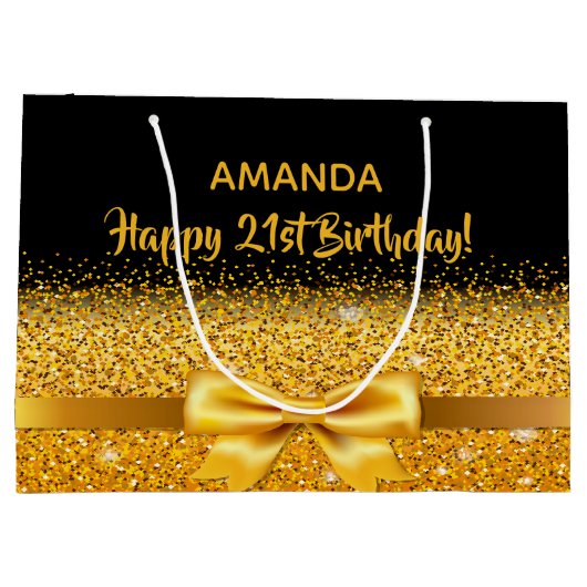 21. Geburtstag schwarzer Goldbug Große Geschenktüte (Rückseite)
