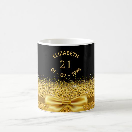 21. Geburtstag schwarzer Goldbug Kaffeetasse (Mittel)