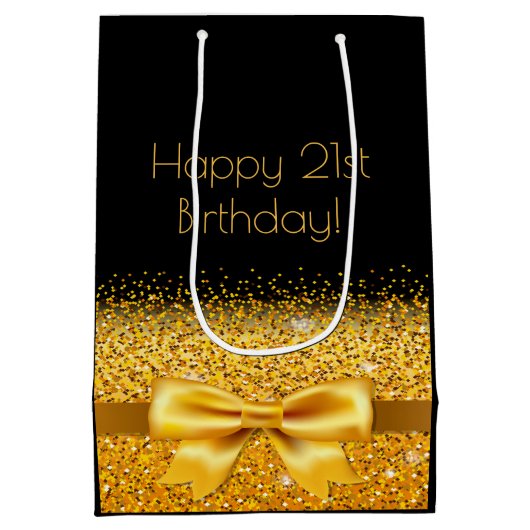 21. Geburtstag schwarzer Goldbug Mittlere Geschenktüte (Rückseite)