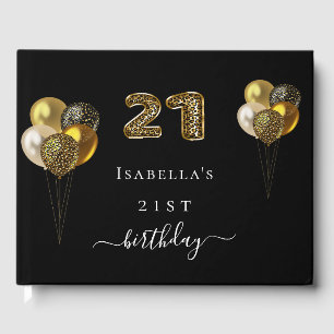 21. Geburtstag schwarzer Goldleopard Tier Geburtst Gästebuch
