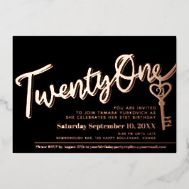 21. Geburtstag: Schwarzes Foto Folieneinladung