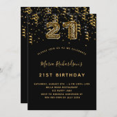 21. Geburtstag schwarzes Gold Leopard Muster Confe Einladung (Vorne/Hinten)