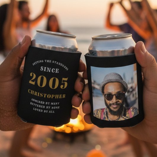 21. Geburtstag Schwarzes Gold mit Foto Dosenkühler