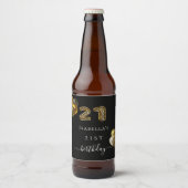 21. Geburtstag Schwarzgoldleoparden Tier Bierflaschenetikett (Vorderseite)