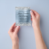 21. Geburtstag Silber Glitter Blassblauer Einladun Flyer (Gruppe)
