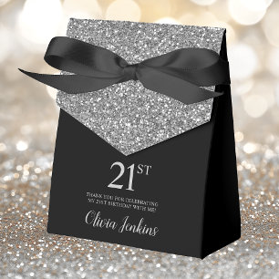 21. Geburtstag Silber Glitter Danke Geschenkschachtel