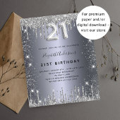 21. Geburtstag Silber Glitzer Einladung Flyer