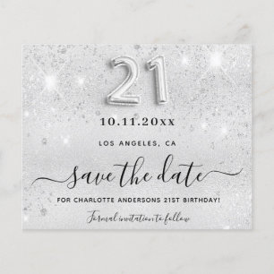 21. Geburtstag Silber Glitzer Haushalt Save the Da Flyer