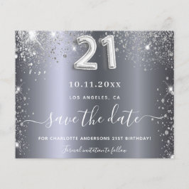 21. Geburtstag Silber Glitzer Haushalt Save the Da Flyer
