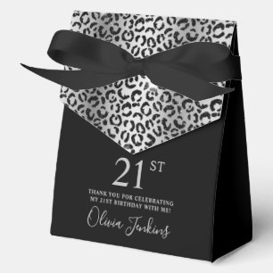 21. Geburtstag Silber Leoparden-Druck Danke Geschenkschachtel