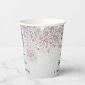 21. Geburtstag Silberrosa Glitzer Pappbecher (Links)