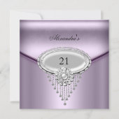 21. Geburtstag Silver White Lilac Jewel Image Einladung (Vorderseite)