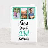 21. Geburtstag Son Green Modern Foto Collage Karte (Vorderseite)