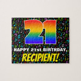 21. Geburtstag — Spaß, farbenfrohe Musiksymbole &  Puzzle