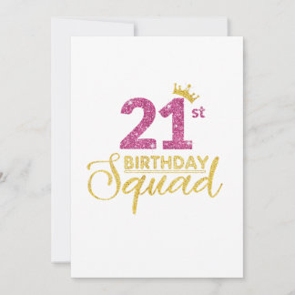 21. Geburtstag Squad Party Crown Pink Gold Einladung