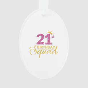 21. Geburtstag Squad Party Crown Pink Gold Ornament
