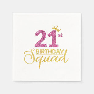 21. Geburtstag Squad Party Crown Pink Gold Serviette