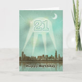 21. Geburtstag Stadt und Spotlights Karte (Vorderseite)