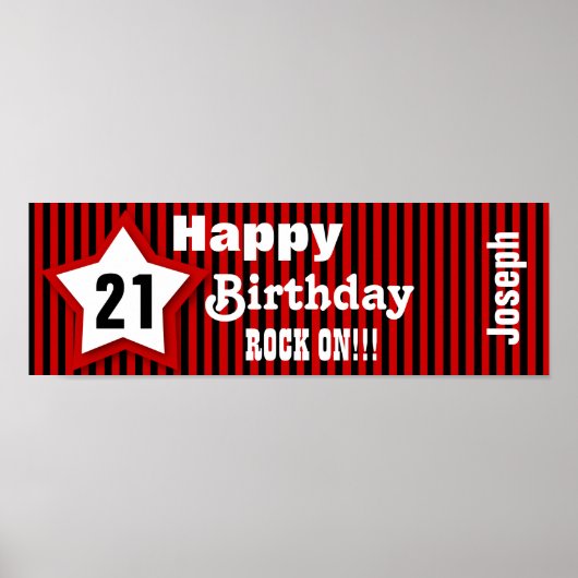 21. Geburtstag Star Banner Custom Z08H Poster (Vorne)