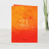 21. Geburtstag - Sternenzahl Rotes Orangenglühen 2 Karte (Rückseite)