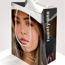 21. Geburtstag Trendy Personalisiert Foto Mittlere Geschenktüte