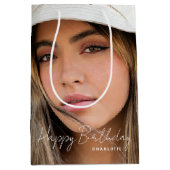 21. Geburtstag Trendy Personalisiert Foto Mittlere Geschenktüte (Vorderseite)