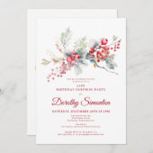 21. Geburtstag Überraschung Party Grüne Rote Berry Einladung (Vorne/Hinten)