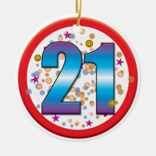 21. Geburtstag v2 Keramikornament