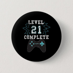 21. Geburtstag Videospiel Spaß T-Shirt Funny Gamer Button