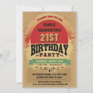 21. Geburtstag Vintage-Typografie Grunge Einladung