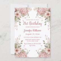 21. Geburtstag Wasserfarbe rosa floraler Garten