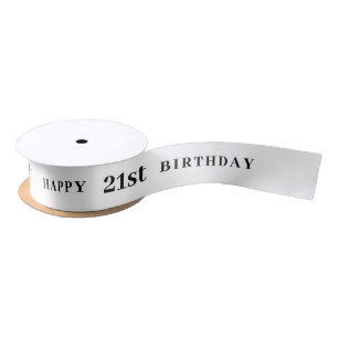 21. Geburtstag Weißes Band Satinband