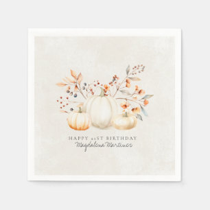 21. Geburtstag White Pumpkin Herbstlaubs Custom Serviette