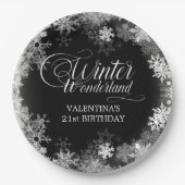 21. Geburtstag Winterwonderland Snowflake Gefallen Pappteller (Vorderseite)