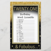 21. Geburtstag Word Scramble Game (Vorderseite)