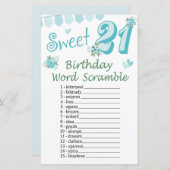 21. Geburtstag Word Scramble Game (Vorne/Hinten)