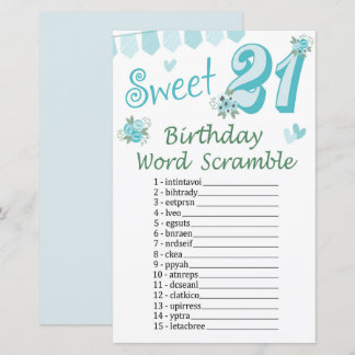 21. Geburtstag Word Scramble Game