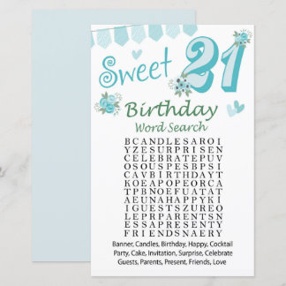 21. Geburtstag Word Search Game