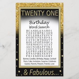 21. Geburtstag Word Search Game