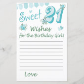 21. Geburtstag Wünsche für das Geburtstagsmädchen (Vorderseite)
