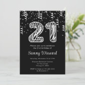 21. Geburtstag Zebra Print Balloons mit Confetti Einladung (Stehend Vorderseite)