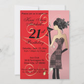21. Geburtstags-Bash-Party - Rot Einladung (Vorderseite)