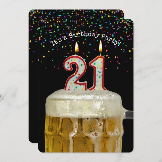 21. Geburtstags-Bier-Party Einladung (Vorne/Hinten)