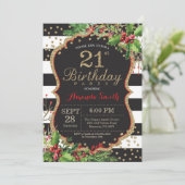 21. Geburtstags-Einladung. Weihnachtsrotes Einladung (Stehend Vorderseite)