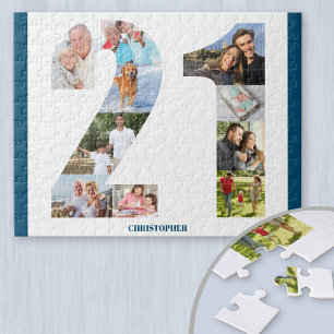 21. Geburtstags-Foto-Collage Nummer 21 Andenken Puzzle