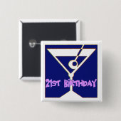 21. Geburtstags-Geschenke Martinis Button (Vorne & Hinten)