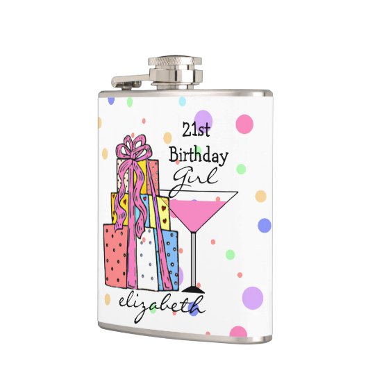 21. Geburtstags-Mädchen Flachmann (Links)